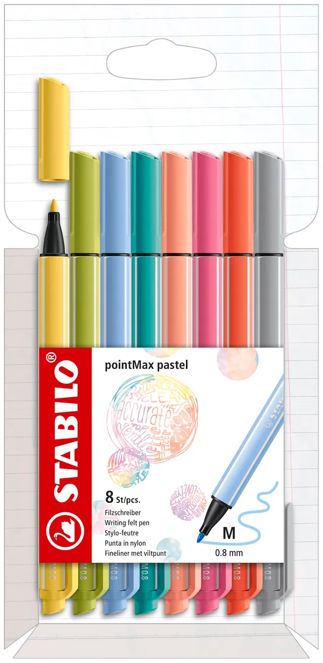 stabilo-pointmax-tui-carton-8-feutres-d-criture-0-8-mm-pastel image 1