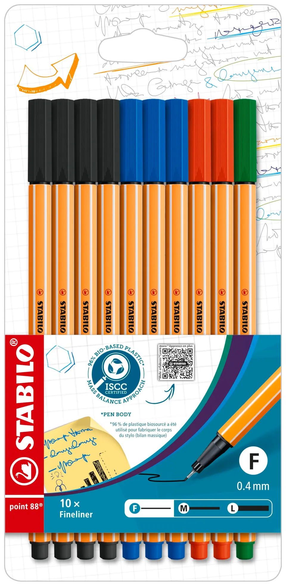 stabilo-point-88-lot-de-10-feutres-pointe-fine-0-4-mm-import-allemagne image 1