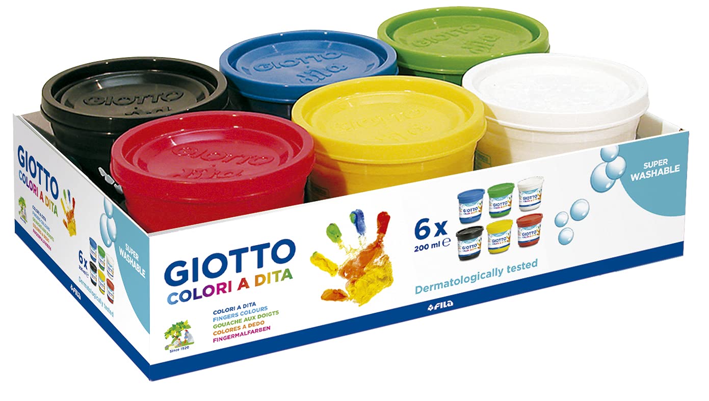 giotto-gouache-aux-doigts-barquette-6-pots-200-ml-couleurs-assorties image 1