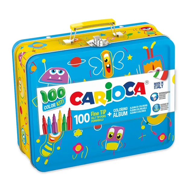 carioca-joy-bo-te-m-tal-100-feutres-pointe-fine-2-8-mm-livre-coloriage image 1
