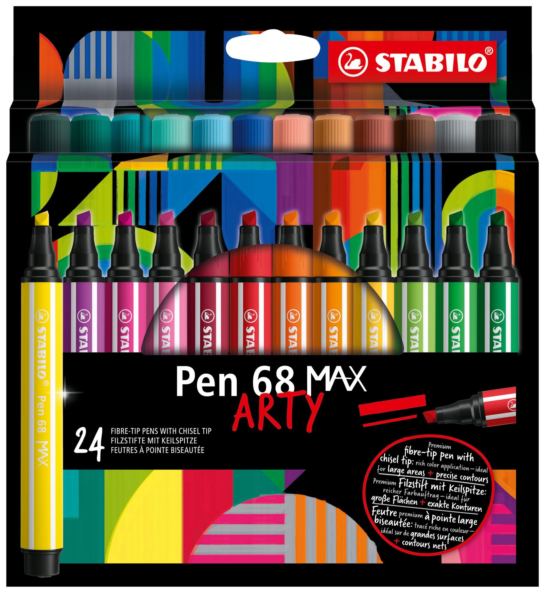 stabilo-pen-68-max-arty-feutres-coloriage-pointe-biseaut-e-tui-carton-x-24-color image 1