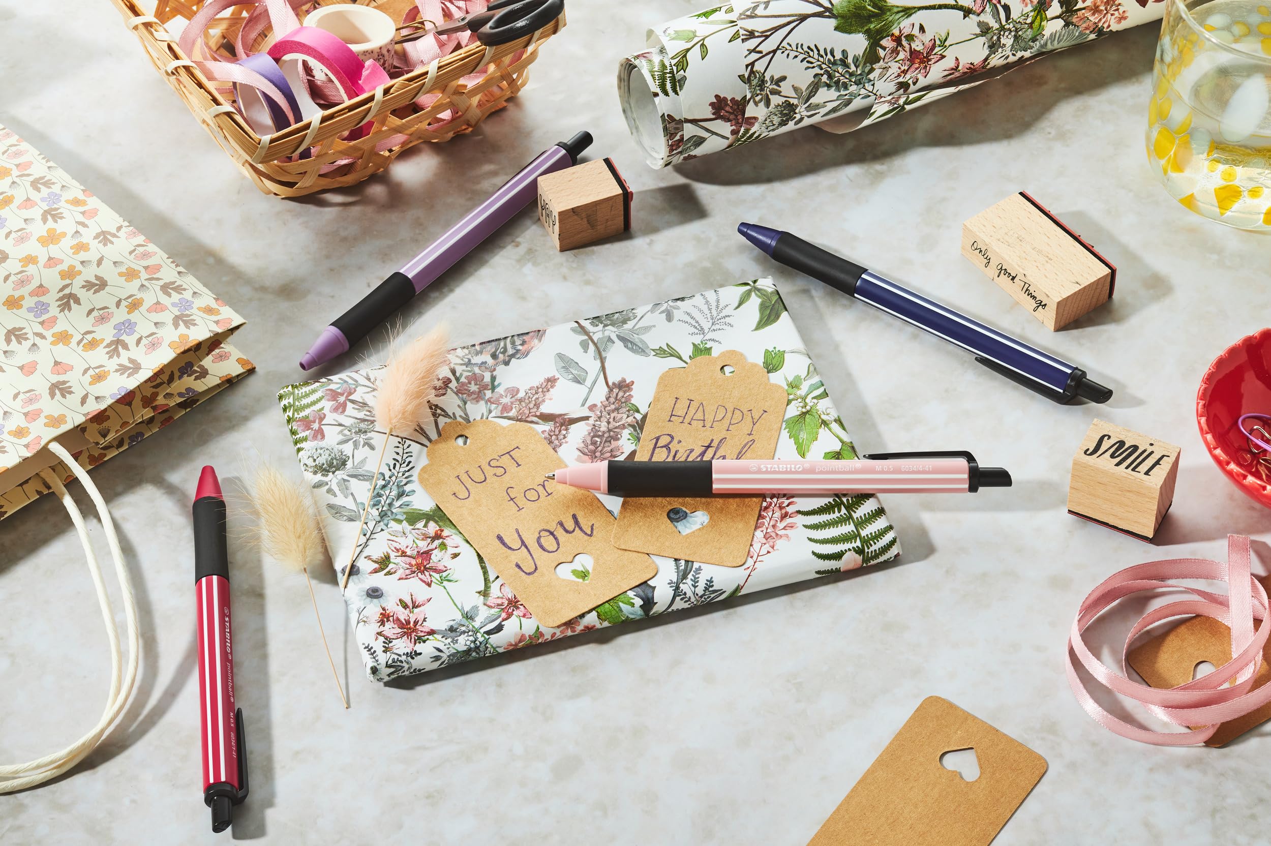 stabilo-pointball-wildflower-mauve-glycine-lot-10-stylos-bille-bleus-rechargeabl image 4