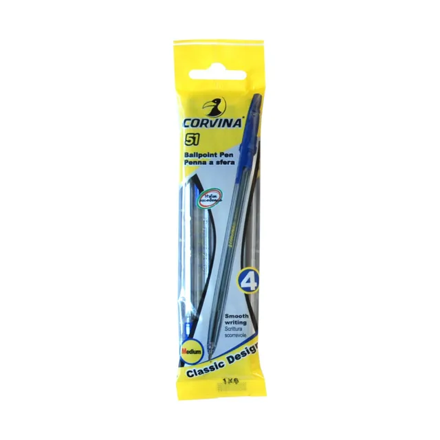 carioca-corvina-classic-pack-de-4-stylos-bille-bleus-pointe-1-mm image 1