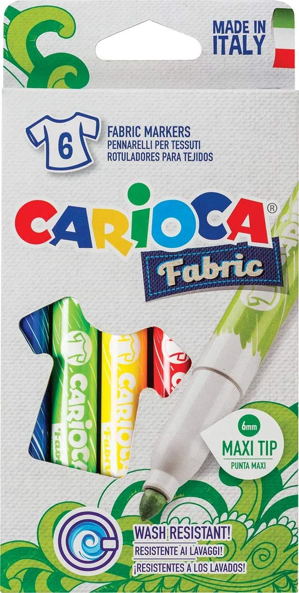 carioca-cromatex-feutres-pour-textile-tui-de-6-couleurs-assorties-pointe-1-4-mm image 1