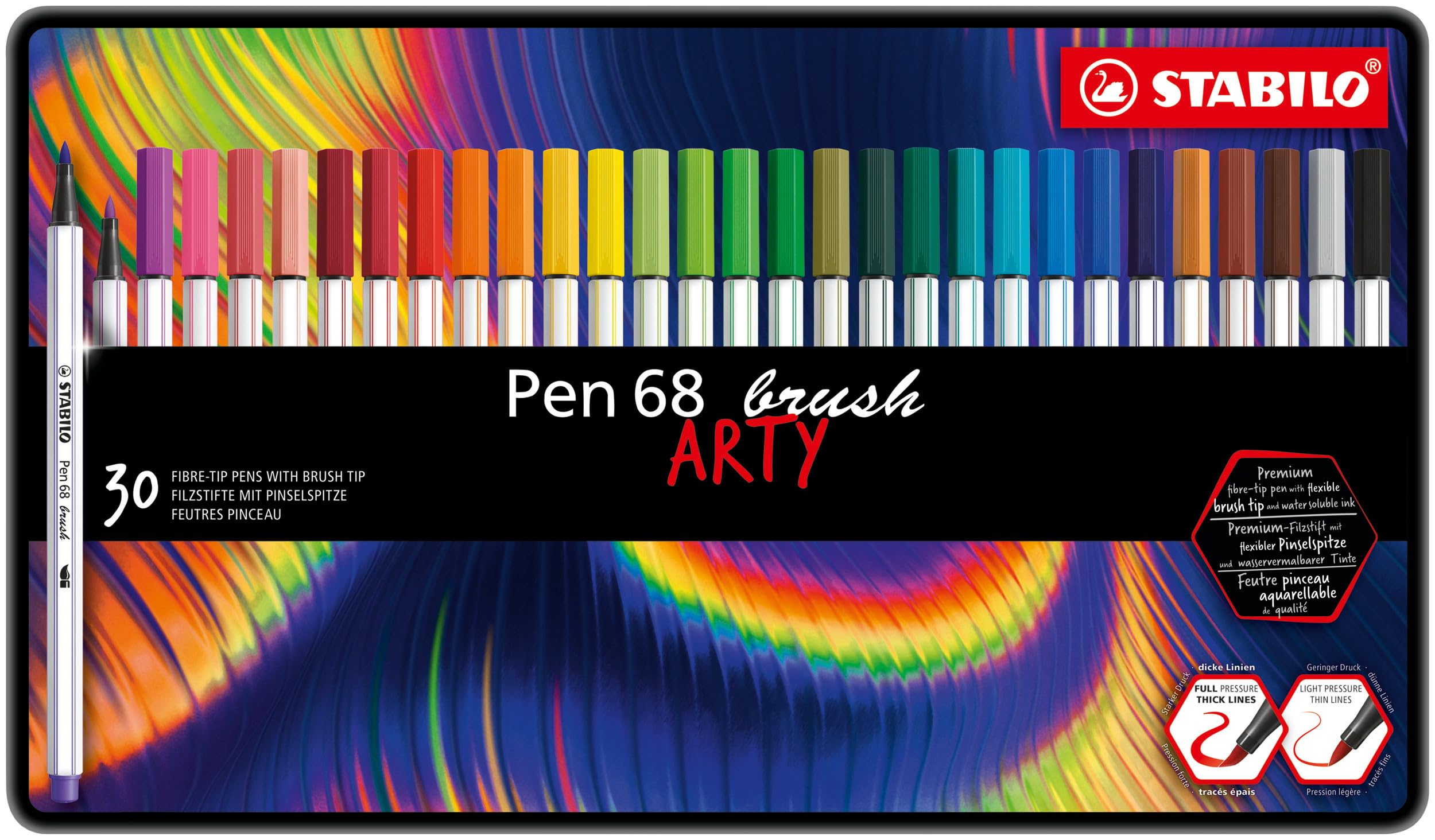 stabilo-pen-68-brush-arty-bo-te-m-tal-30-feutres-pinceau-aquarellables image 2