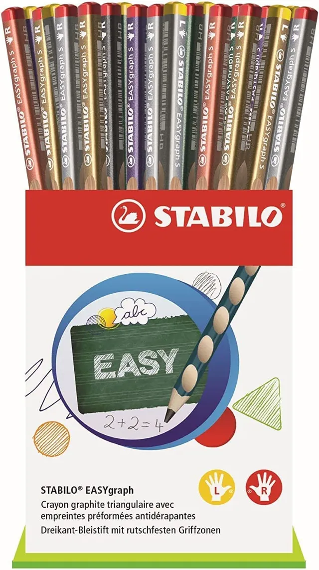stabilo-easygraph-s-metallic-edition-crayon-papier-ergonomique-hb-pot-de-48-36-d image 1
