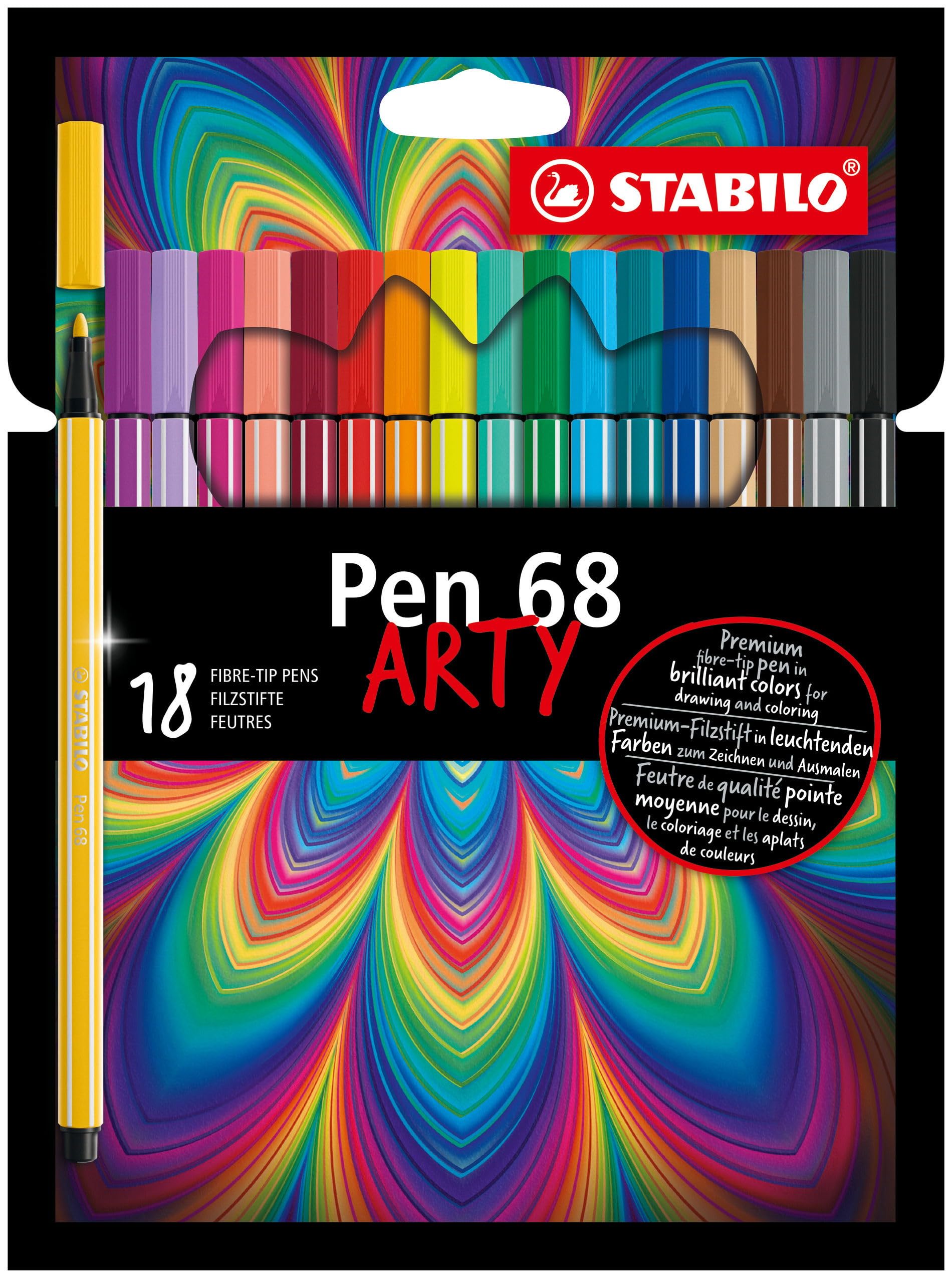 stabilo-pen-68-arty-tui-carton-18-feutres-coloriage-pointe-moyenne image 1