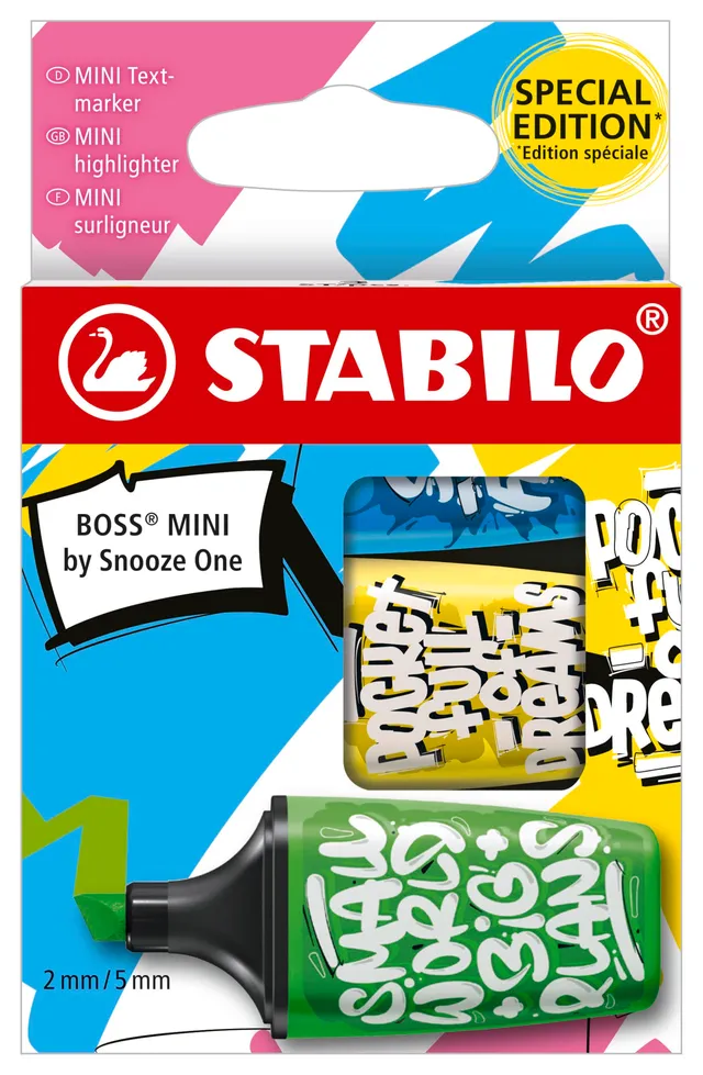 stabilo-boss-mini-by-snooze-one-etui-3-mini-surligneurs-fluo-vert-jaune-bleu image 1