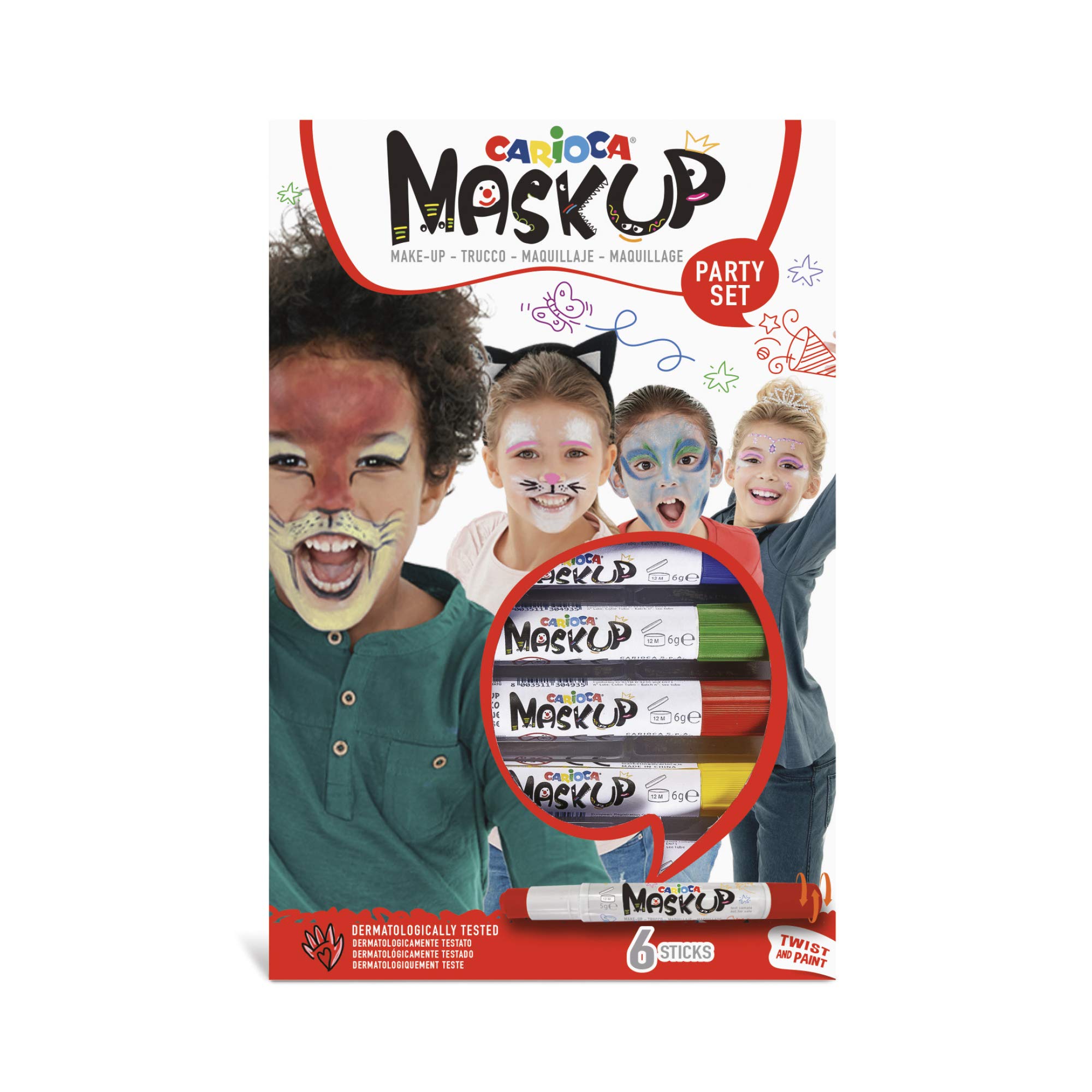 carioca-mask-up-party-box-6-sticks-de-peinture-pour-le-visage-l-eau-test-dermato image 1