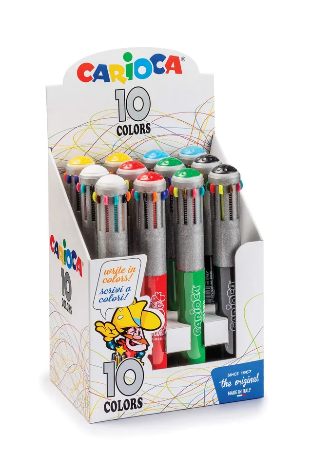carioca-supercolor-lot-de-12-stylos-bille-10-couleurs-pointe-1-mm image 1
