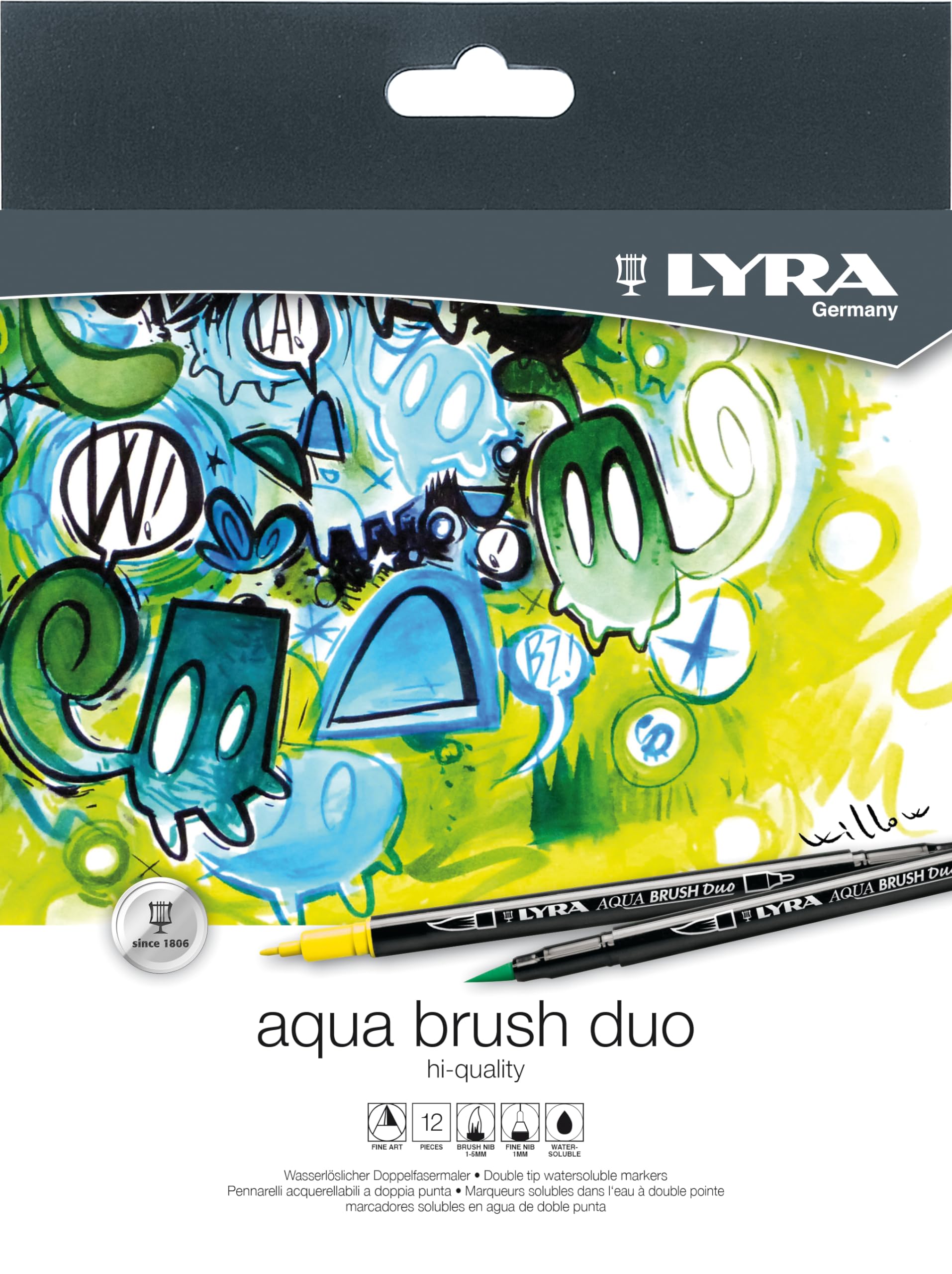 lyra-aqua-brush-duo-tui-12-feutres-double-pointe-pinceau image 1