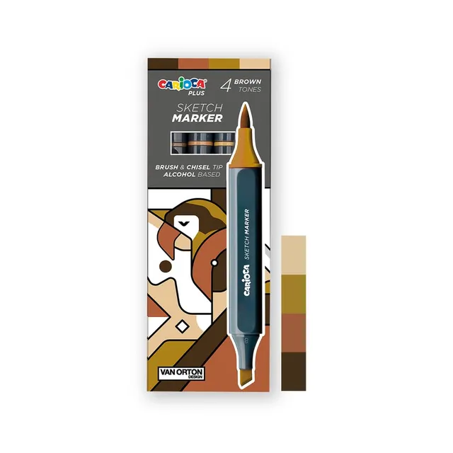 carioca-colori-plus-sketch-marker-marron-4-marqueurs-double-pointe image 1