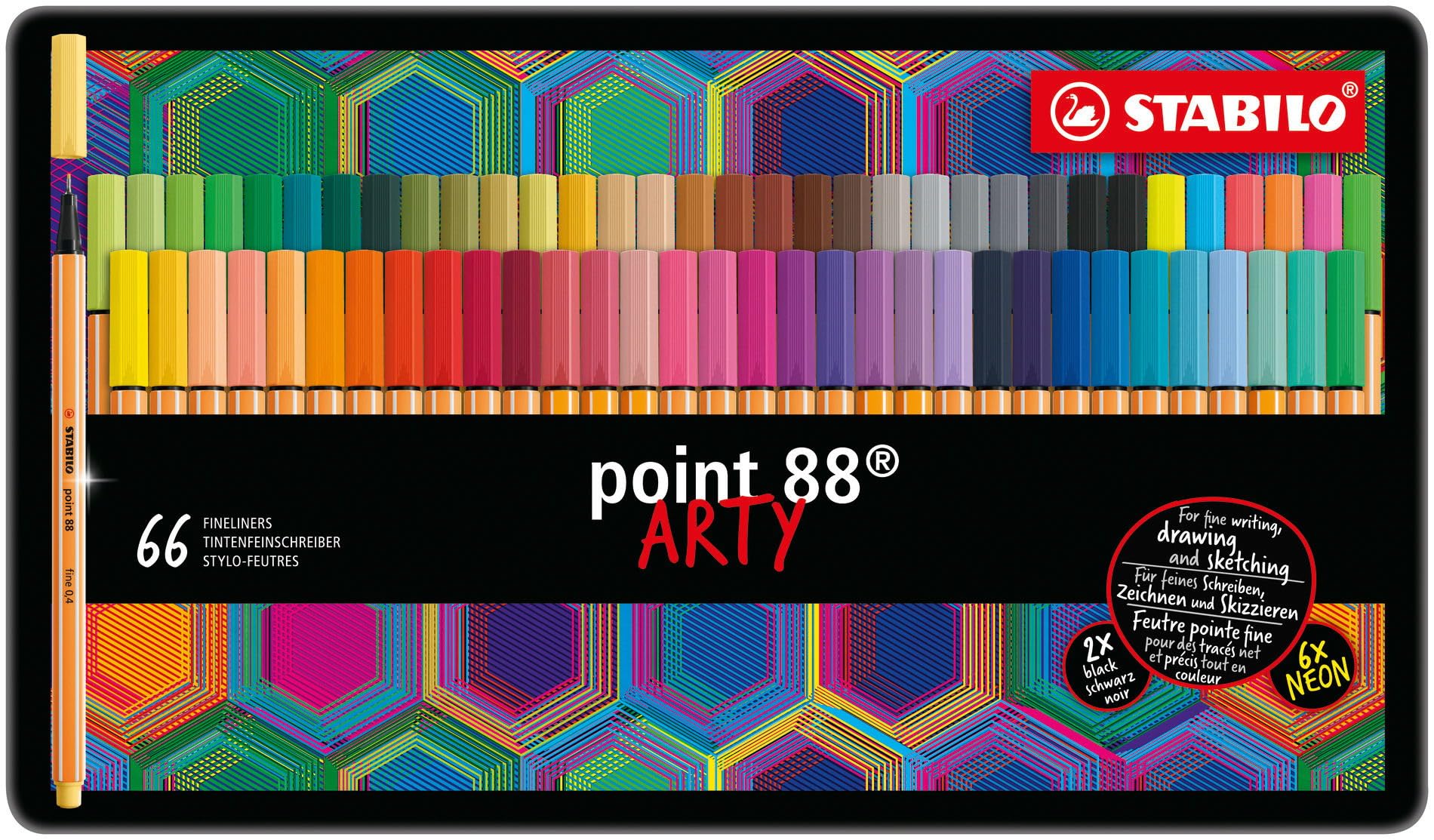 stabilo-point-88-arty-bo-te-m-tal-de-66-feutres-fins-0-4-mm-pour-dessin-et-prise image 2
