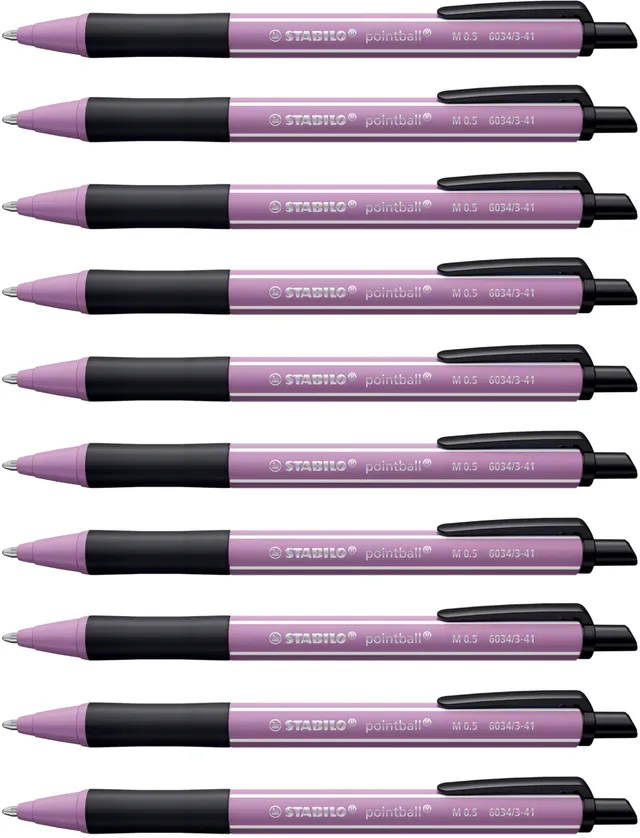 stabilo-pointball-wildflower-mauve-glycine-lot-10-stylos-bille-bleus-rechargeabl image 1