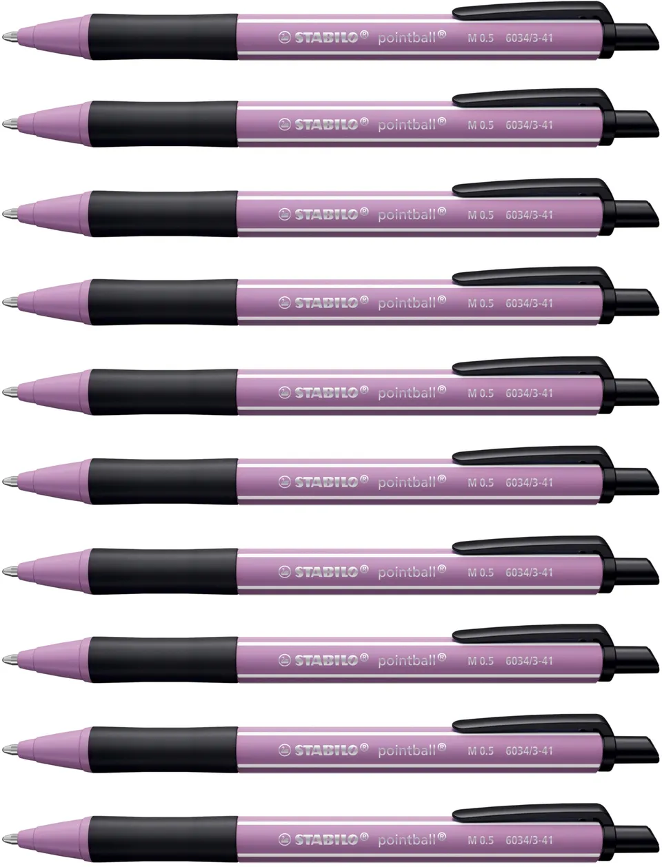 stabilo-pointball-wildflower-mauve-glycine-lot-10-stylos-bille-bleus-rechargeabl image 1