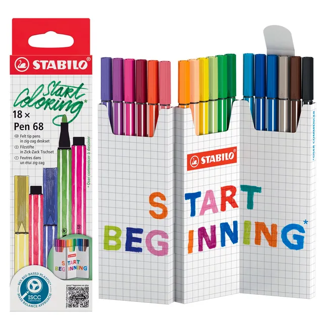 stabilo-pen-68-feutres-de-coloriage-pointe-moyenne-tui-zig-zag-x-18-coloris-asso image 1
