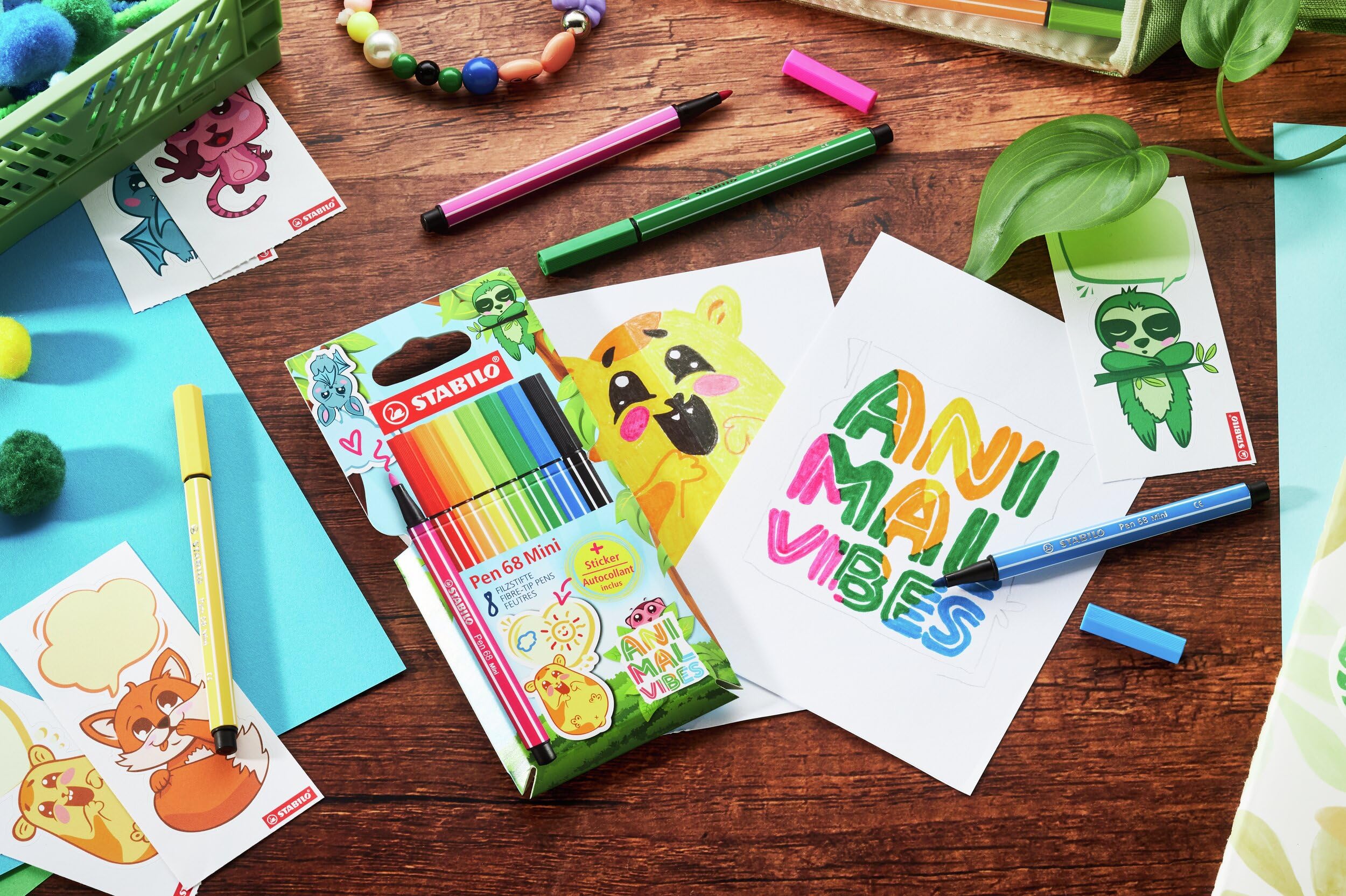 stabilo-pen-68-mini-animal-vibes-8-mini-feutres-de-coloriage-sticker image 5