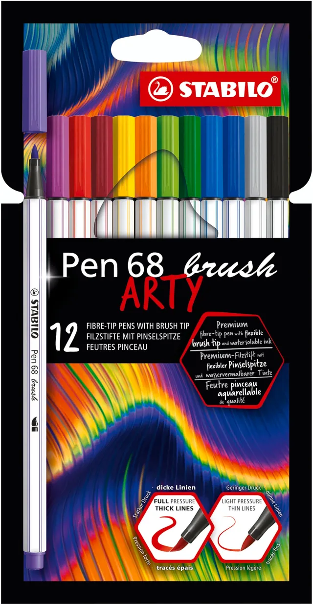 stabilo-pen-68-brush-arty-feutre-pinceau-etui-x-12-couleurs image 1