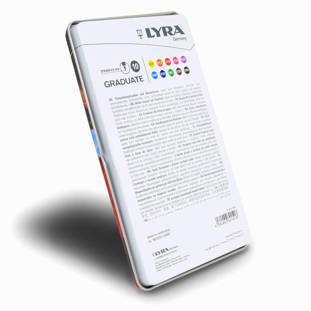 lyra-graduate-fineliner-bo-te-m-tal-de-10-feutres-fins-0-5-mm image 4