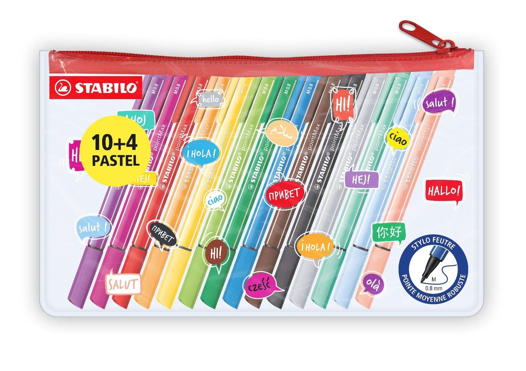 stabilo-pointmax-trousse-14-stylos-feutres-pointe-0-8-mm-dont-4-pastel image 1