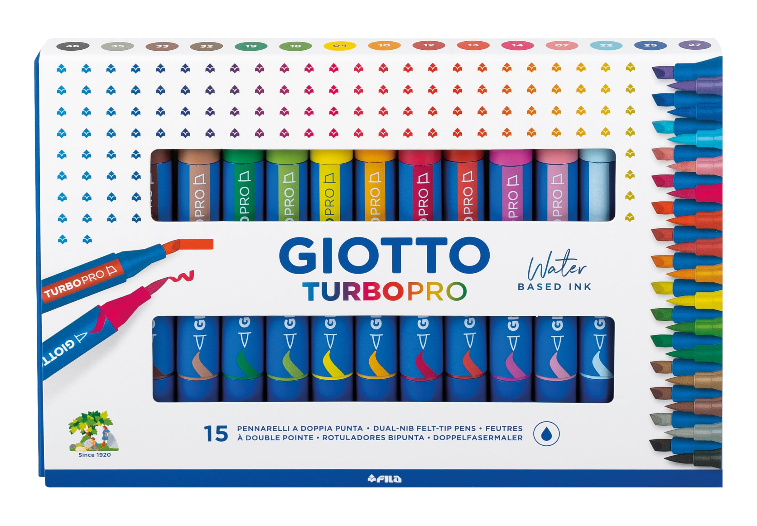 giotto-turbo-pro-feutre-double-pointe-bo-te-15-couleurs-assorties image 1