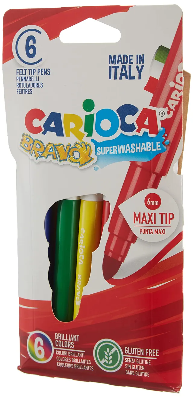 carioca-bravo-6-feutres-extra-bold-pointe-ogive-6-mm-boite-carton image 1
