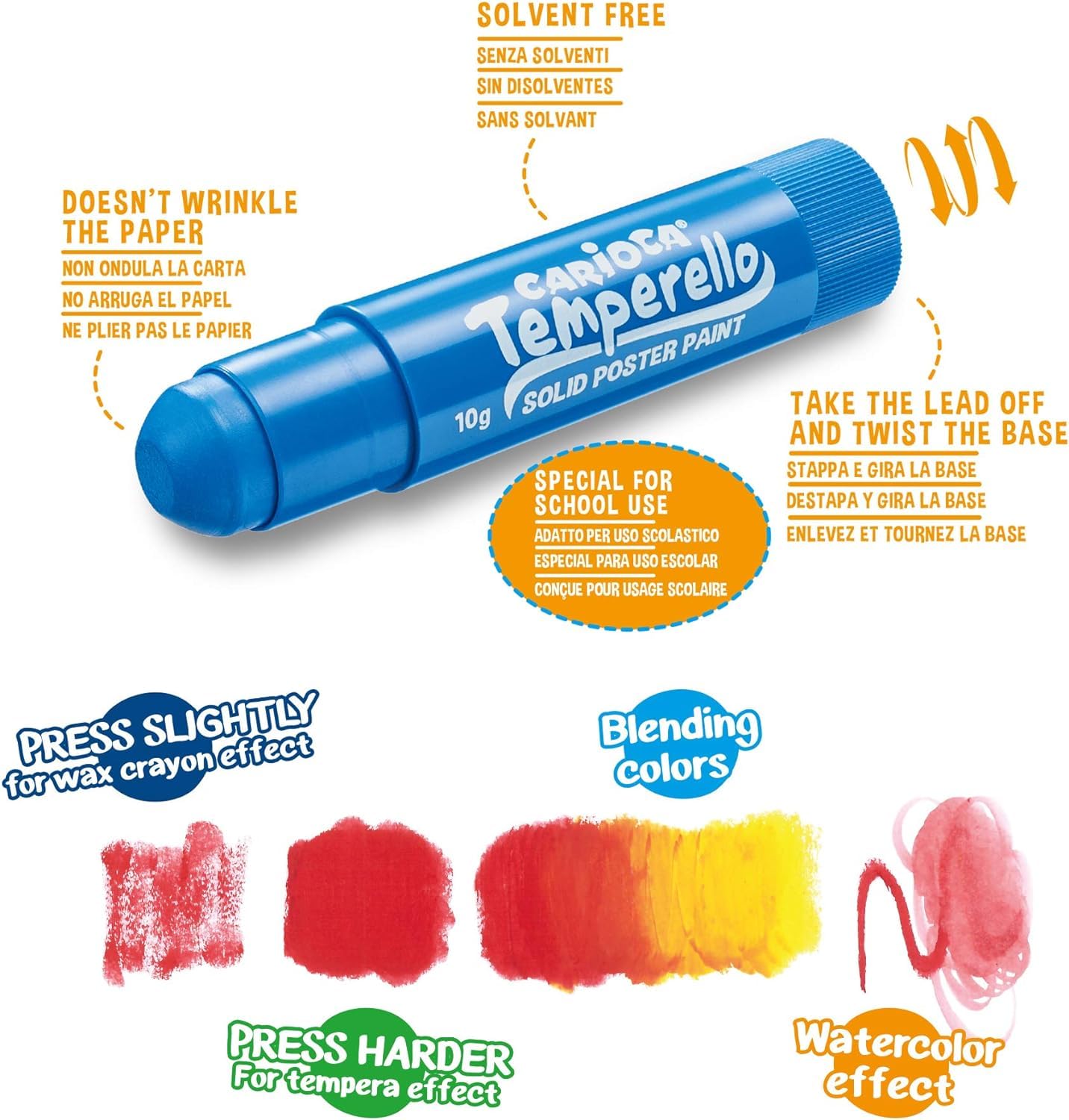 carioca-temperello-batons-de-peinture-solide-sans-eau-finition-soyeuse-lot-de-12 image 3