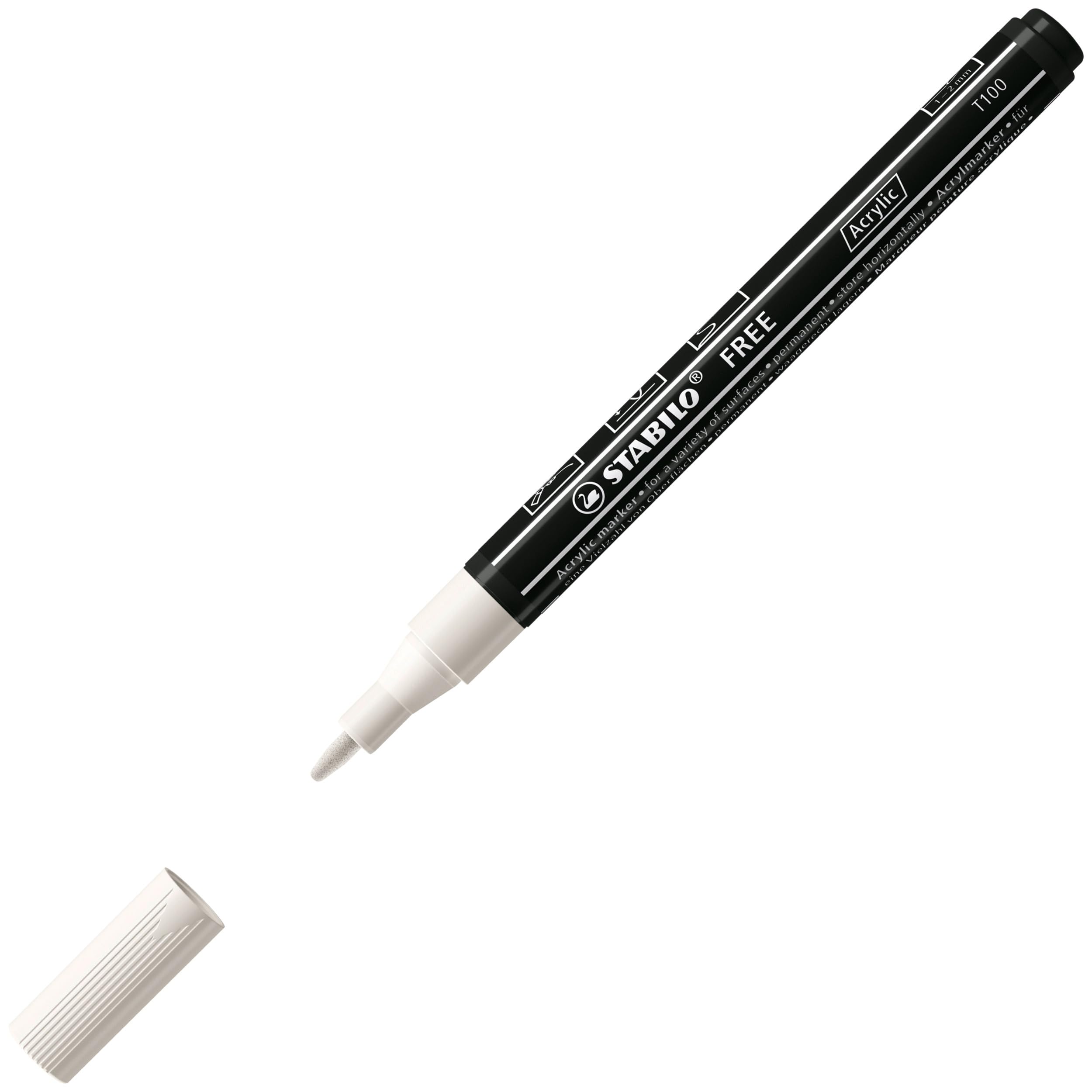 stabilo-free-acrylic-marqueur-acrylique-blanc-tui-carton-x-3-pointes-mixtes image 2