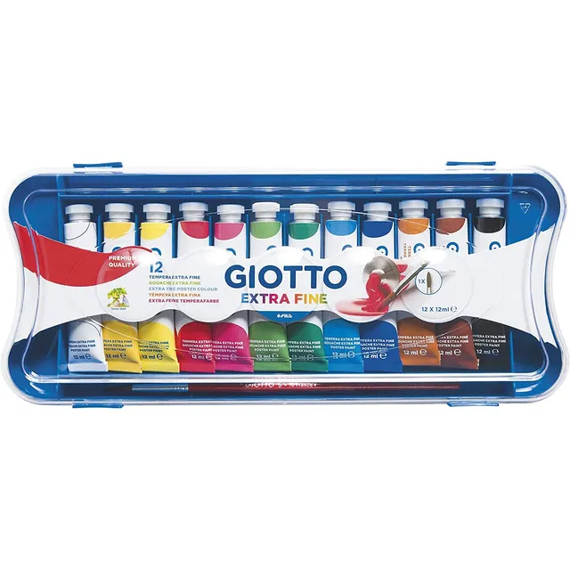 giotto-extra-fine-paint-bo-te-de-12-tubes-de-gouache-12-ml-couleurs-assorties image 1