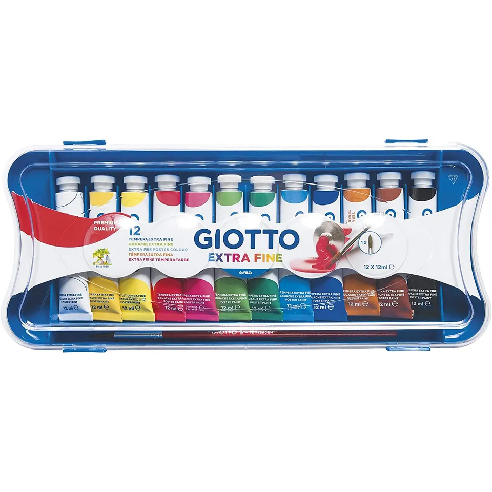 giotto-extra-fine-paint-bo-te-de-12-tubes-de-gouache-12-ml-couleurs-assorties image 1