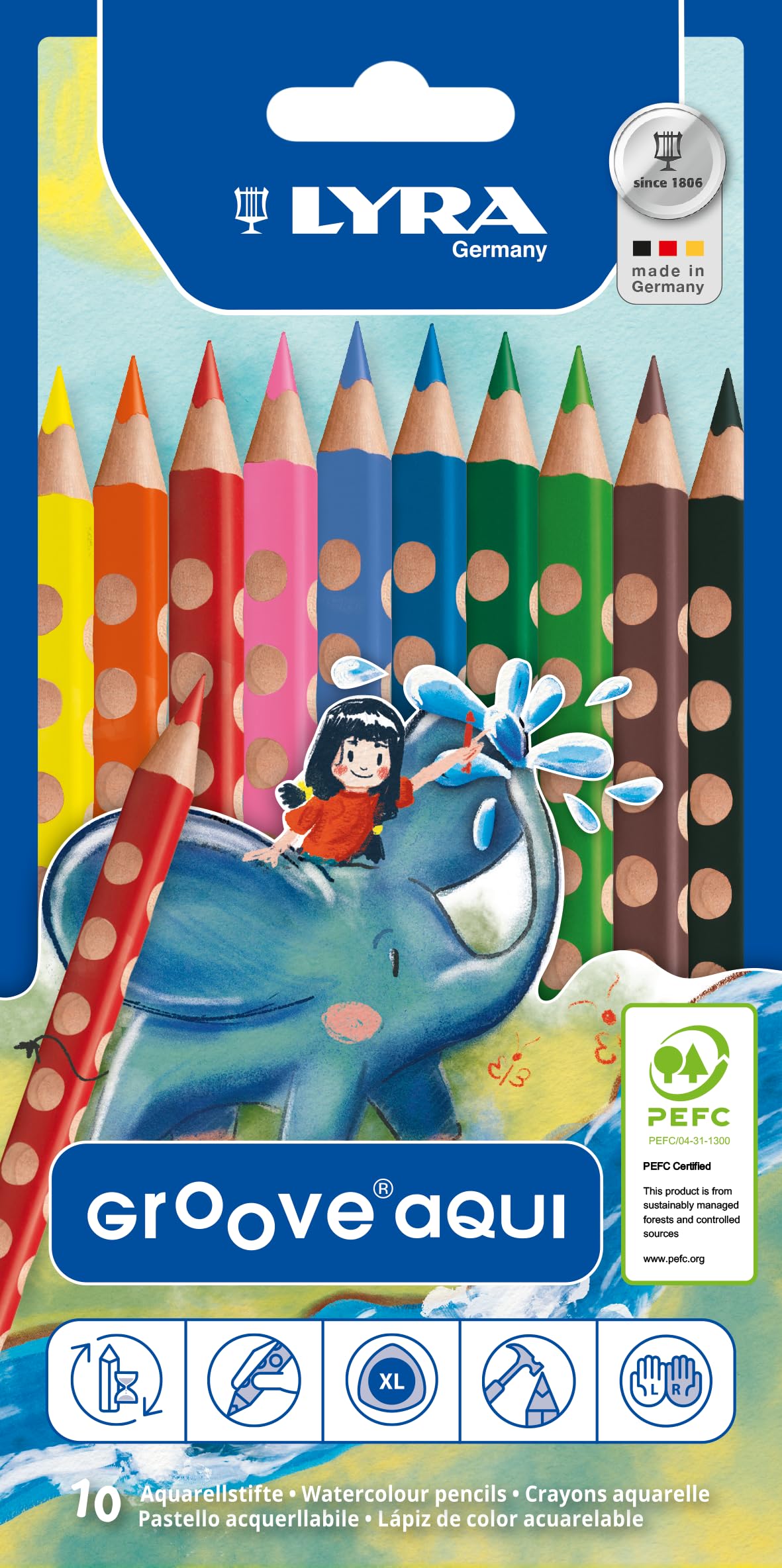 lyra-groove-aqui-tui-de-10-crayons-de-couleur-ergonomiques-hydrosolubles image 1