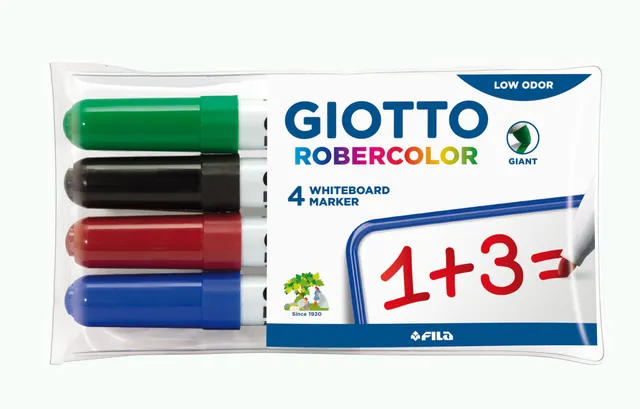 giotto-robercolor-pochette-4-feutres-tableau-blanc-pointe-ogive-maxi-assortis image 1