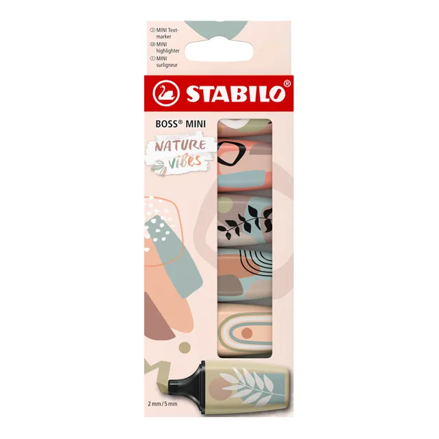 stabilo-boss-mini-naturevibes-blister-x-6-mini-surligneurs-pastel-nature image 1