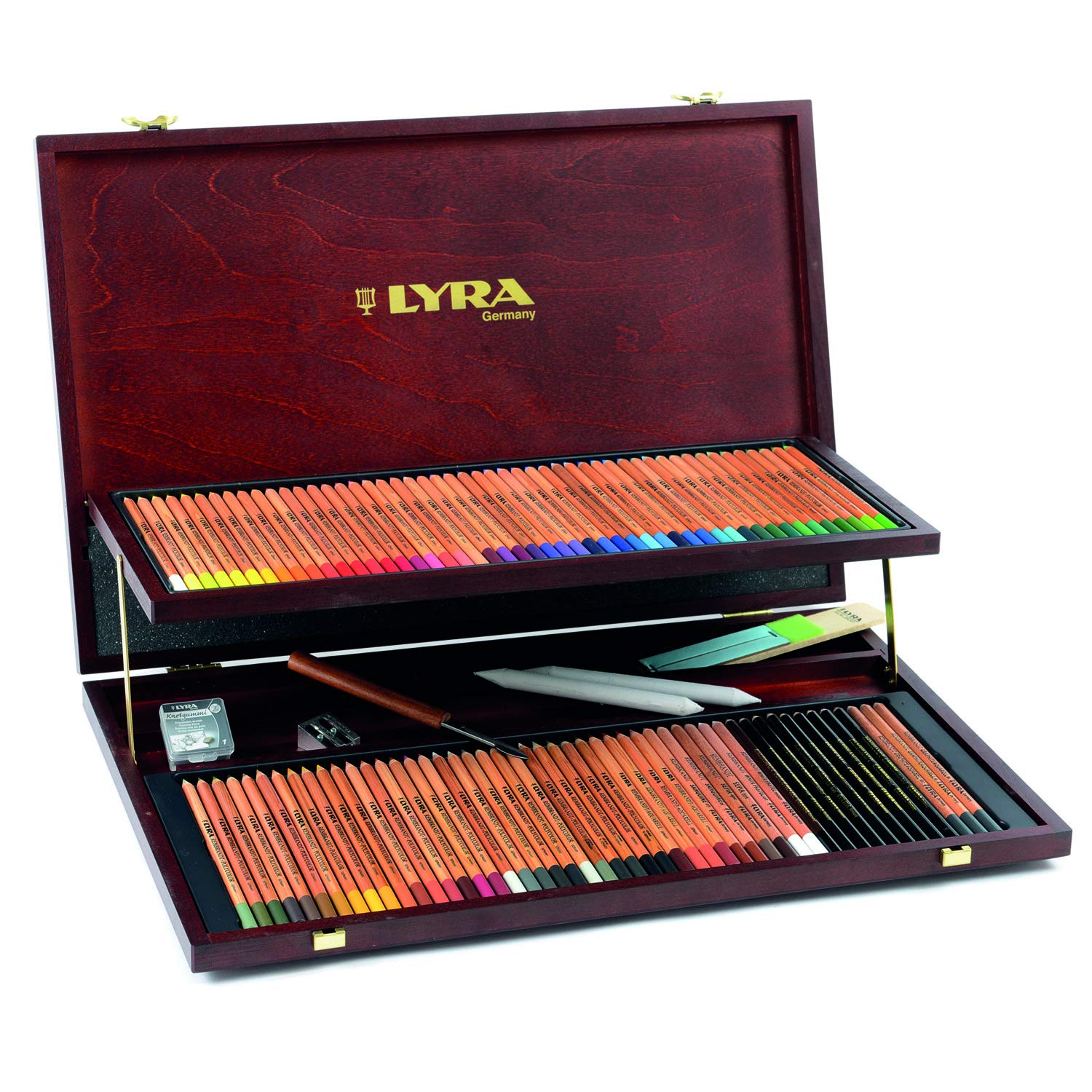 lyra-rembrandt-aquarell-coffret-bois-de-96-crayons-de-couleur-aquarellables-avec image 5