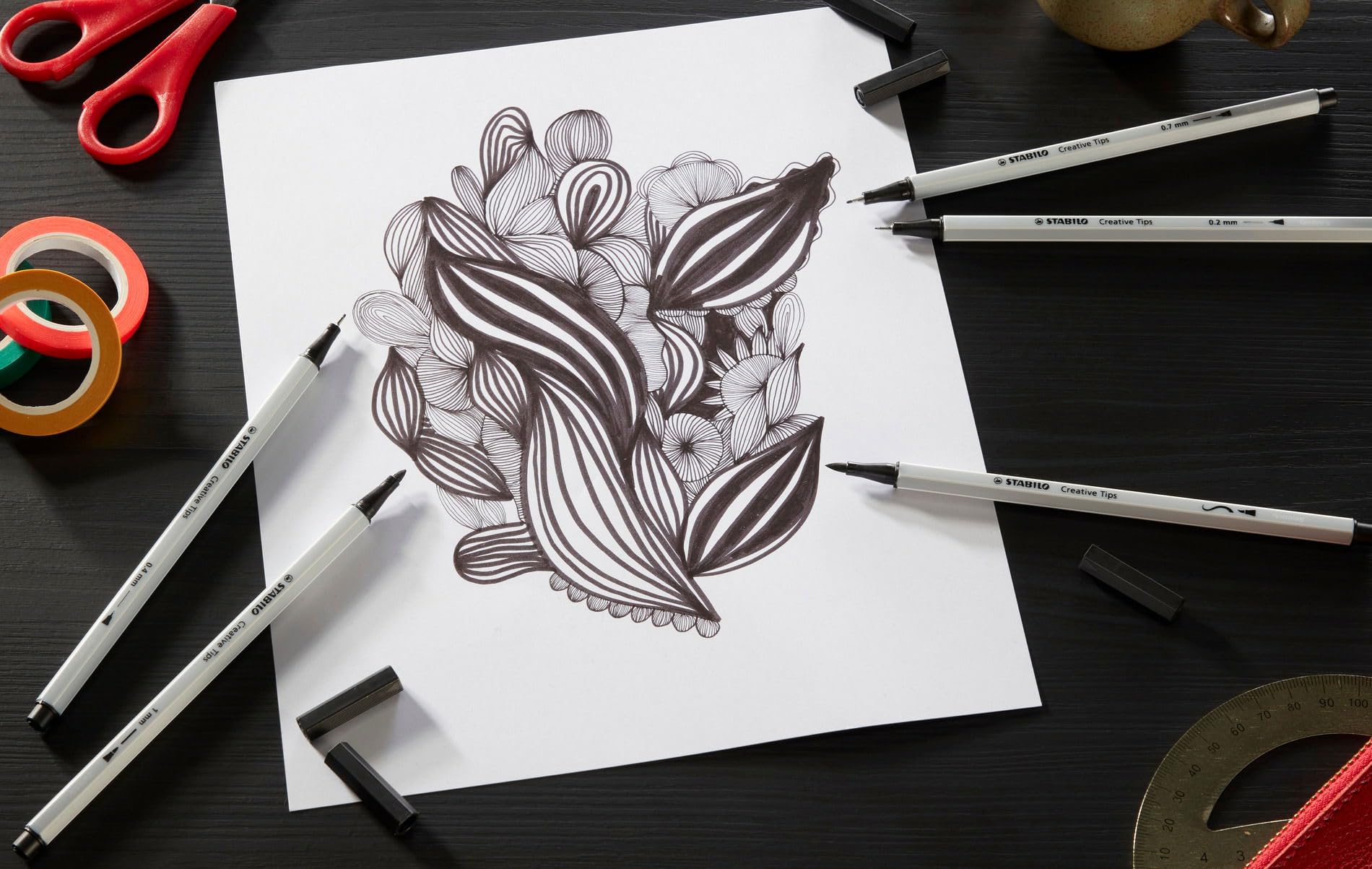 stabilo-creative-tips-bo-te-m-tal-50-feutres-dessin-calligraphie-5-pointes image 8