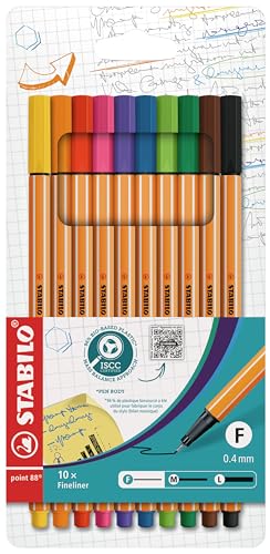 stabilo-point-88-stylo-feutre-pointe-fine-0-4-mm-tui-carton-x10-coloris-assortis image 8