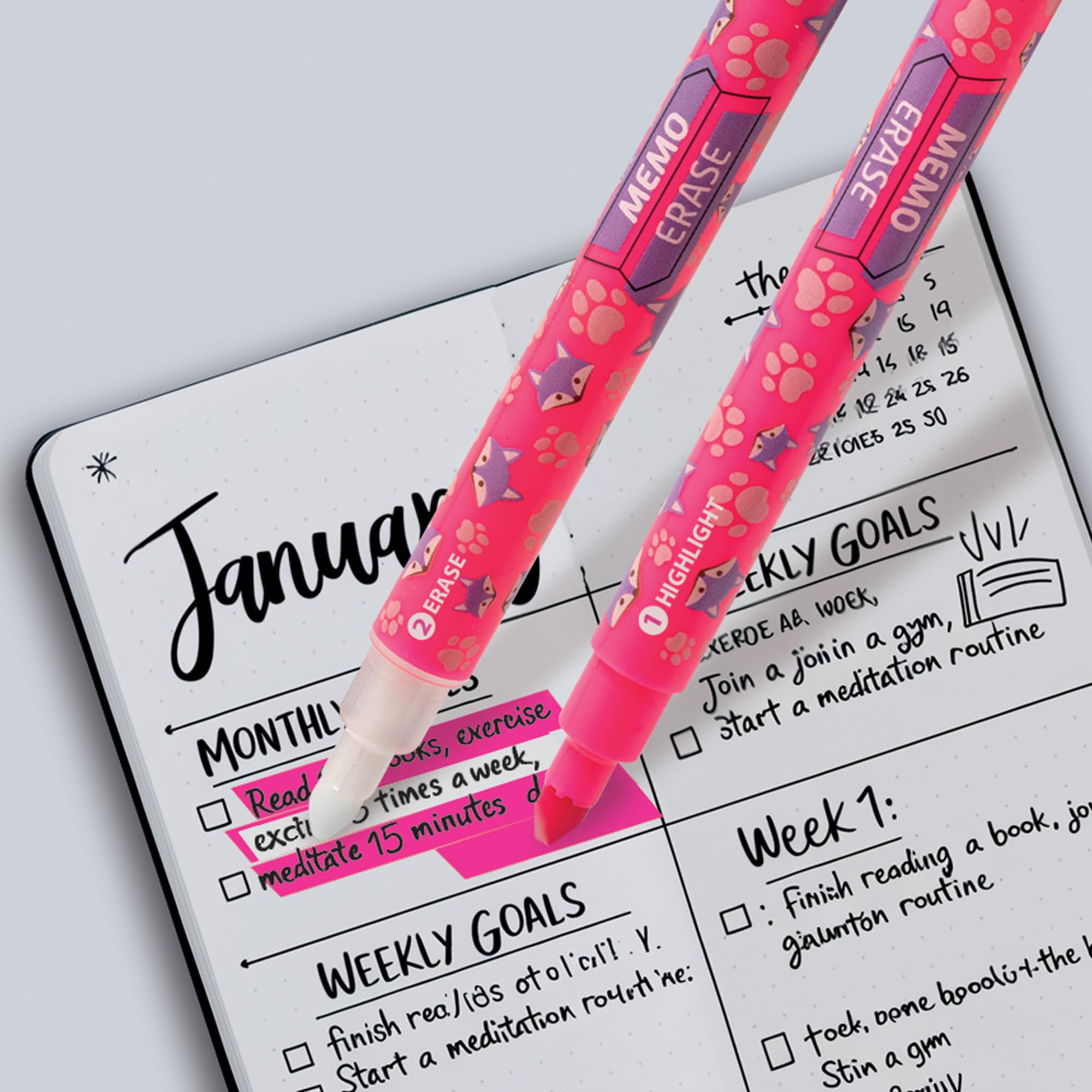 carioca-memo-erase-surligneurs-effa-ables-lot-de-4-fluo-double-pointe-avec-gomme image 3