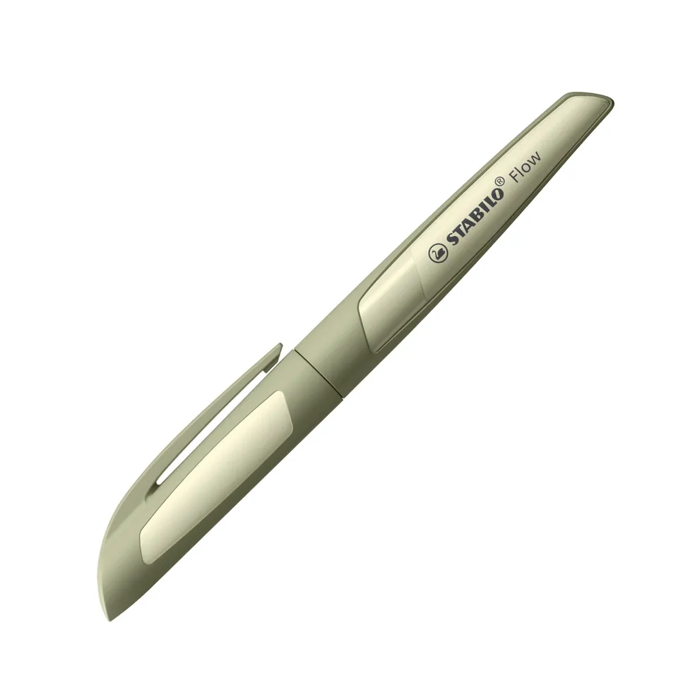 stabilo-flow-stylo-plume-rechargeable-vert-kaki-plume-acier-pointe-iridium-trac- image 1