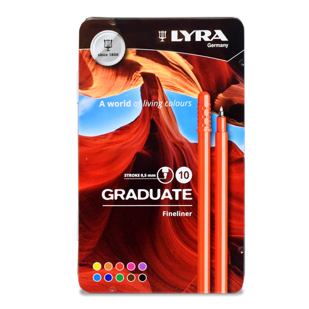 lyra-graduate-fineliner-bo-te-m-tal-de-10-feutres-fins-0-5-mm image 1