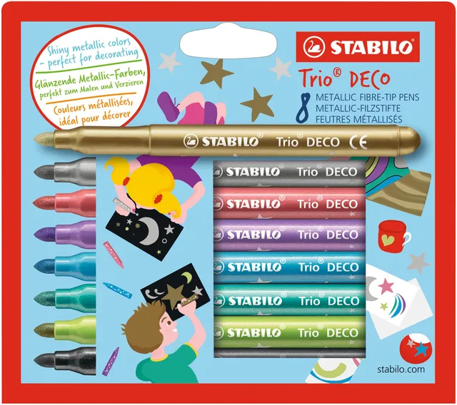 stabilo-trio-d-co-tui-8-feutres-m-tallis-s-effet-brillant-assortis image 1