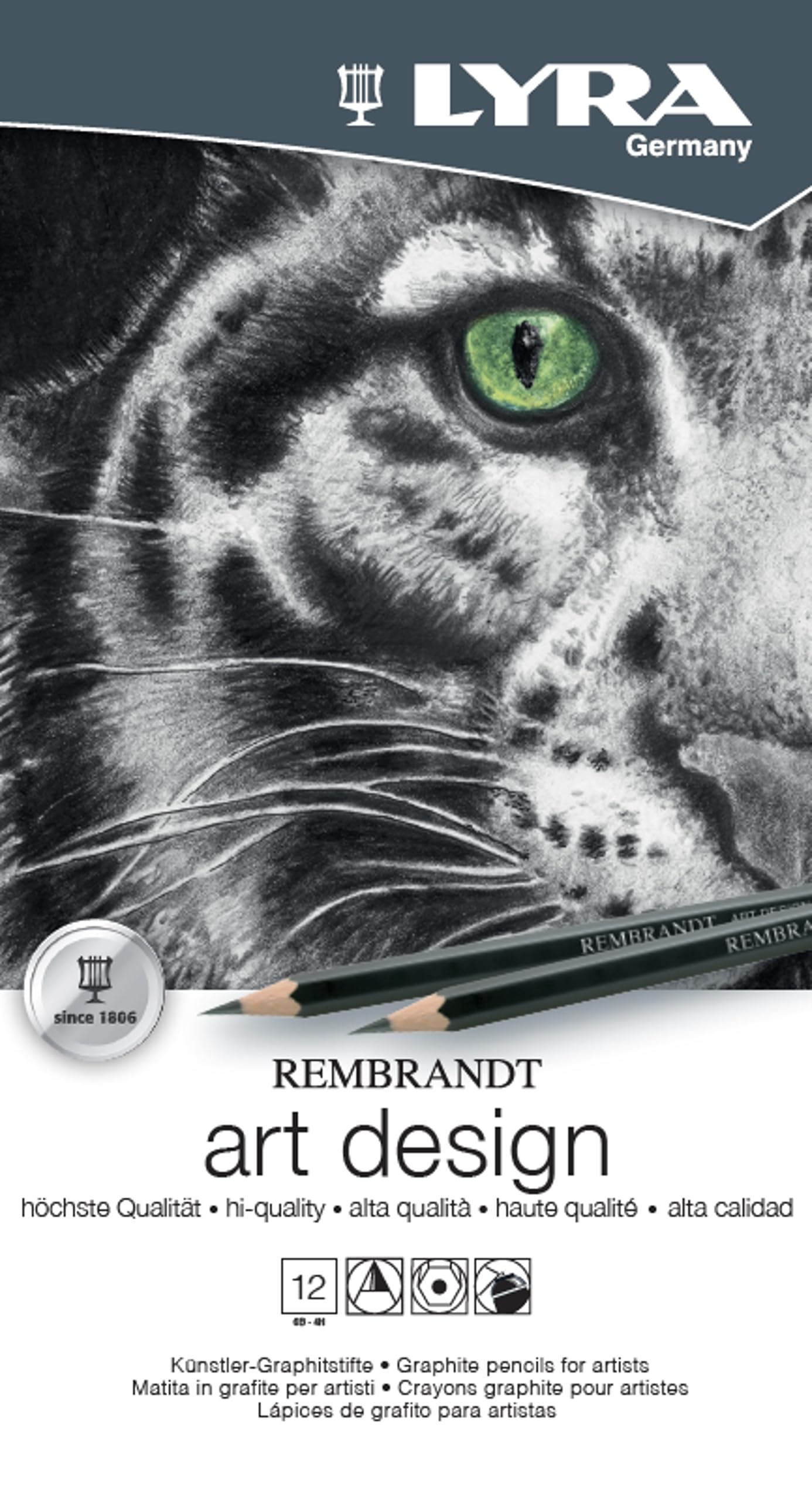 lyra-rembrandt-art-design-bo-te-m-tal-6-crayons-graphite-9b-2h image 2