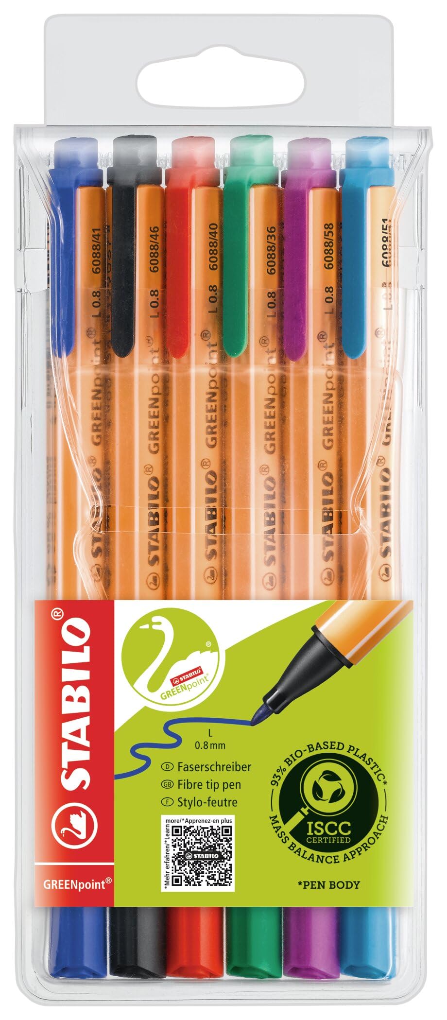 stabilo-greenpoint-pochette-de-6-stylos-feutres-pointe-moyenne-0-8-mm image 1