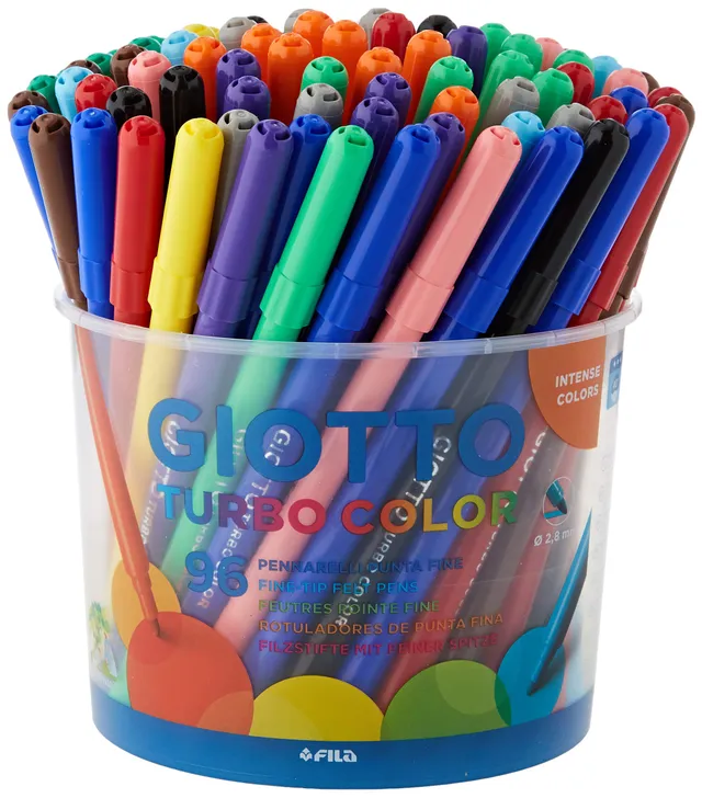 giotto-turbo-color-25926-pot-de-96-feutres-pointe-polyester-2-8-mm-encre-non-tox image 1