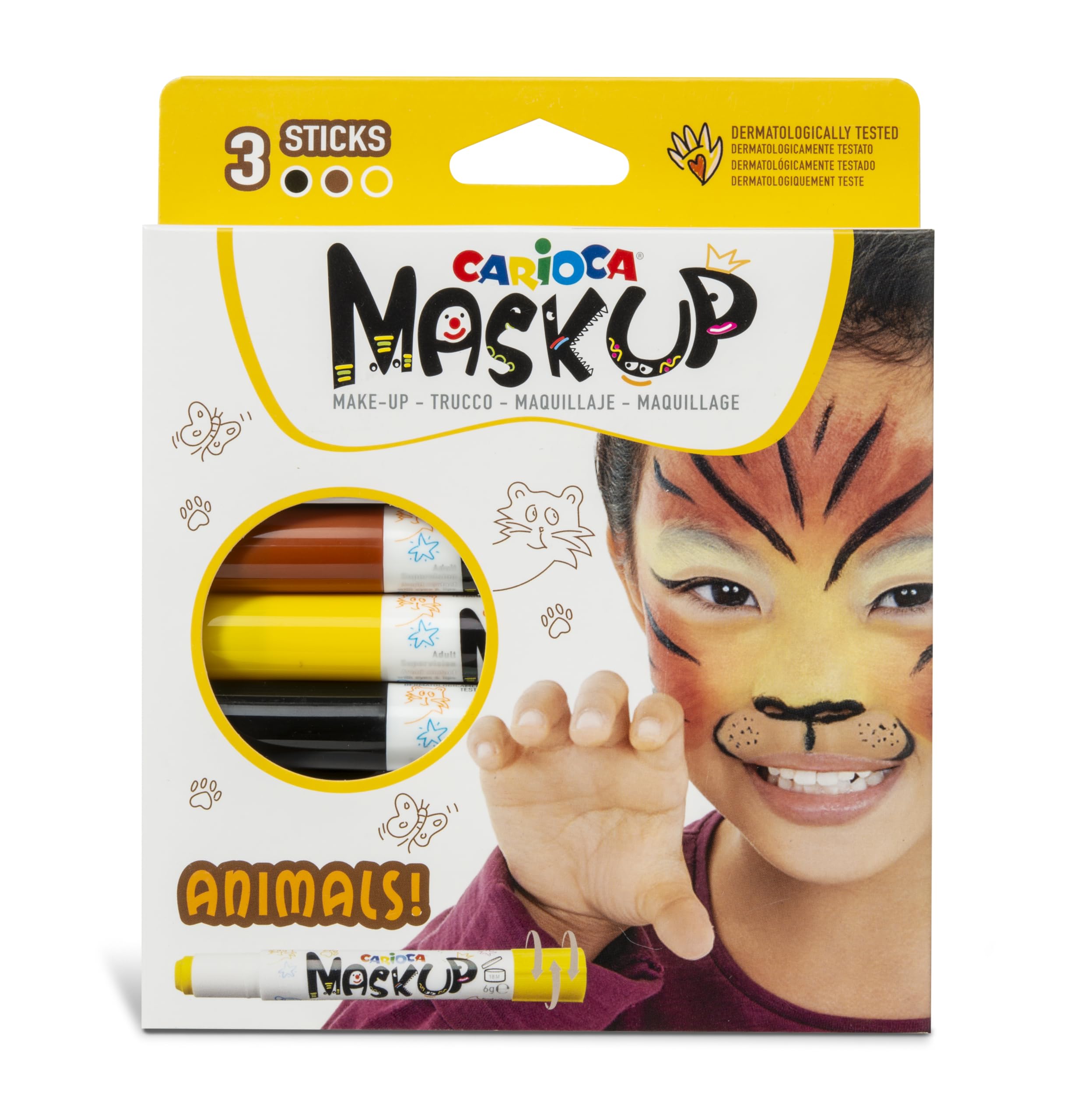 carioca-mask-up-animaux-kit-de-peinture-faciale-3-b-tons-de-maquillage-2-tutorie image 1