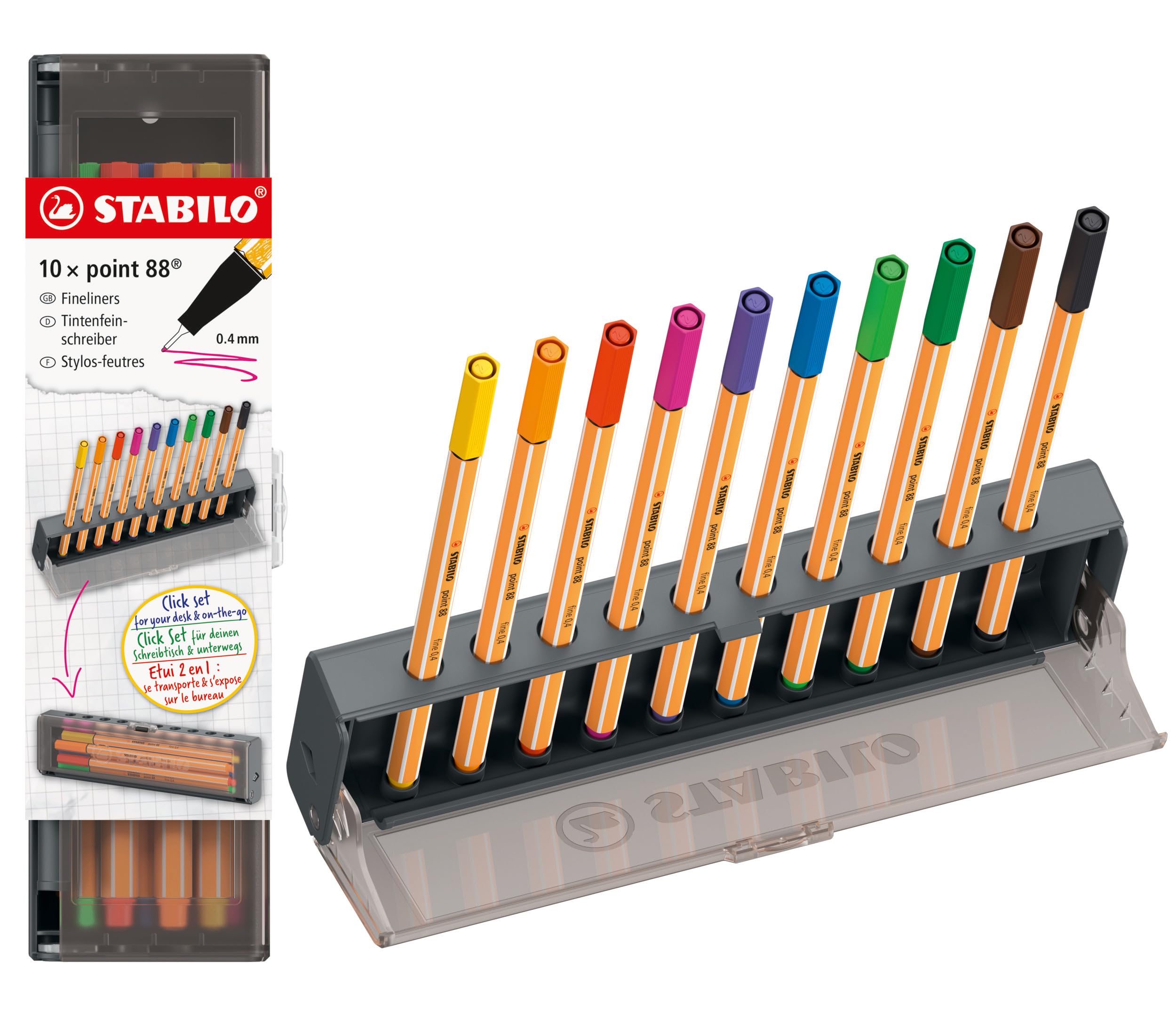 stabilo-point-88-tui-click-box-10-stylos-feutres-pointe-fine-0-4-mm image 1