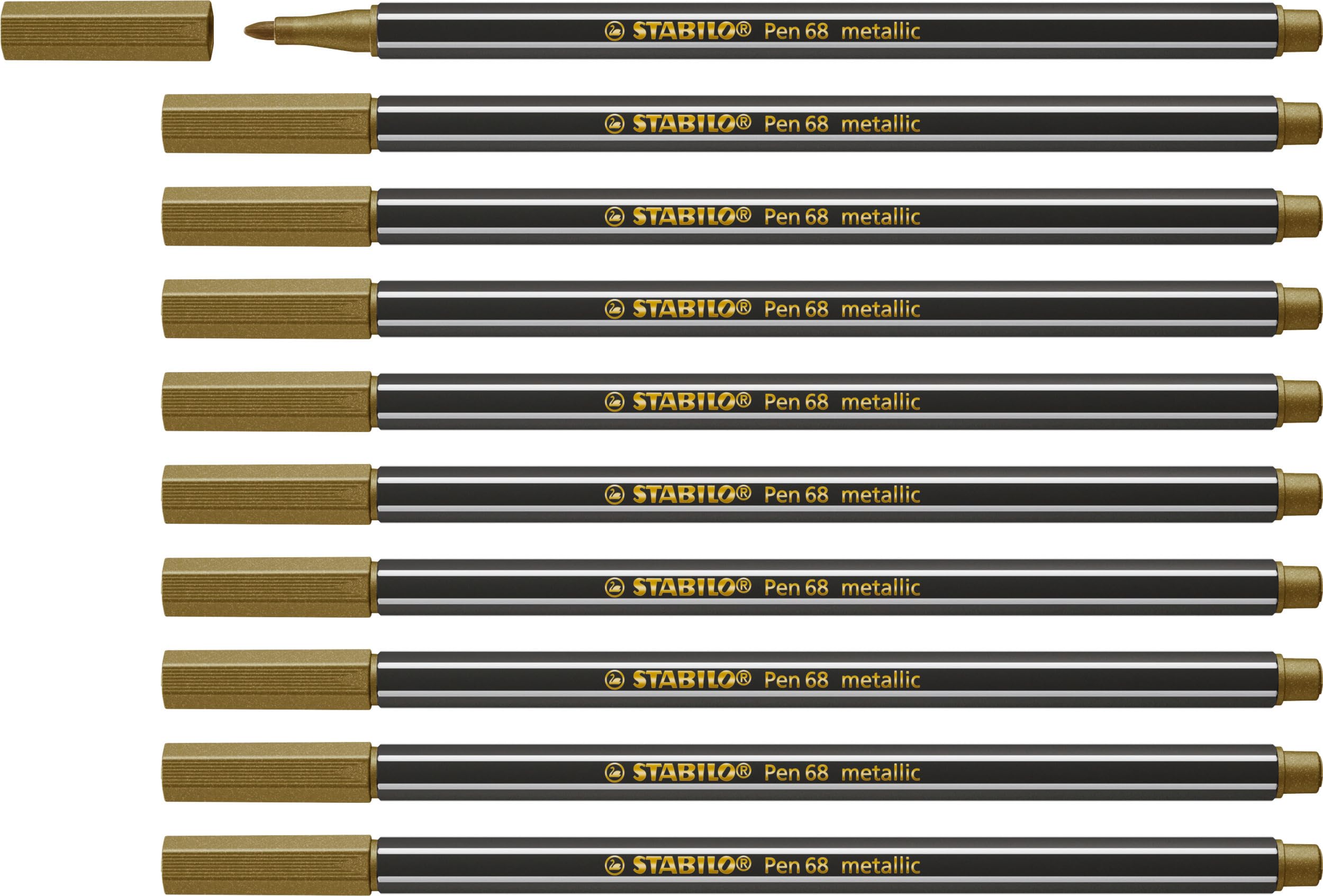 stabilo-pen-68-metallic-lot-10-feutres-metallises-pointe-moyenne-1-4-mm image 1