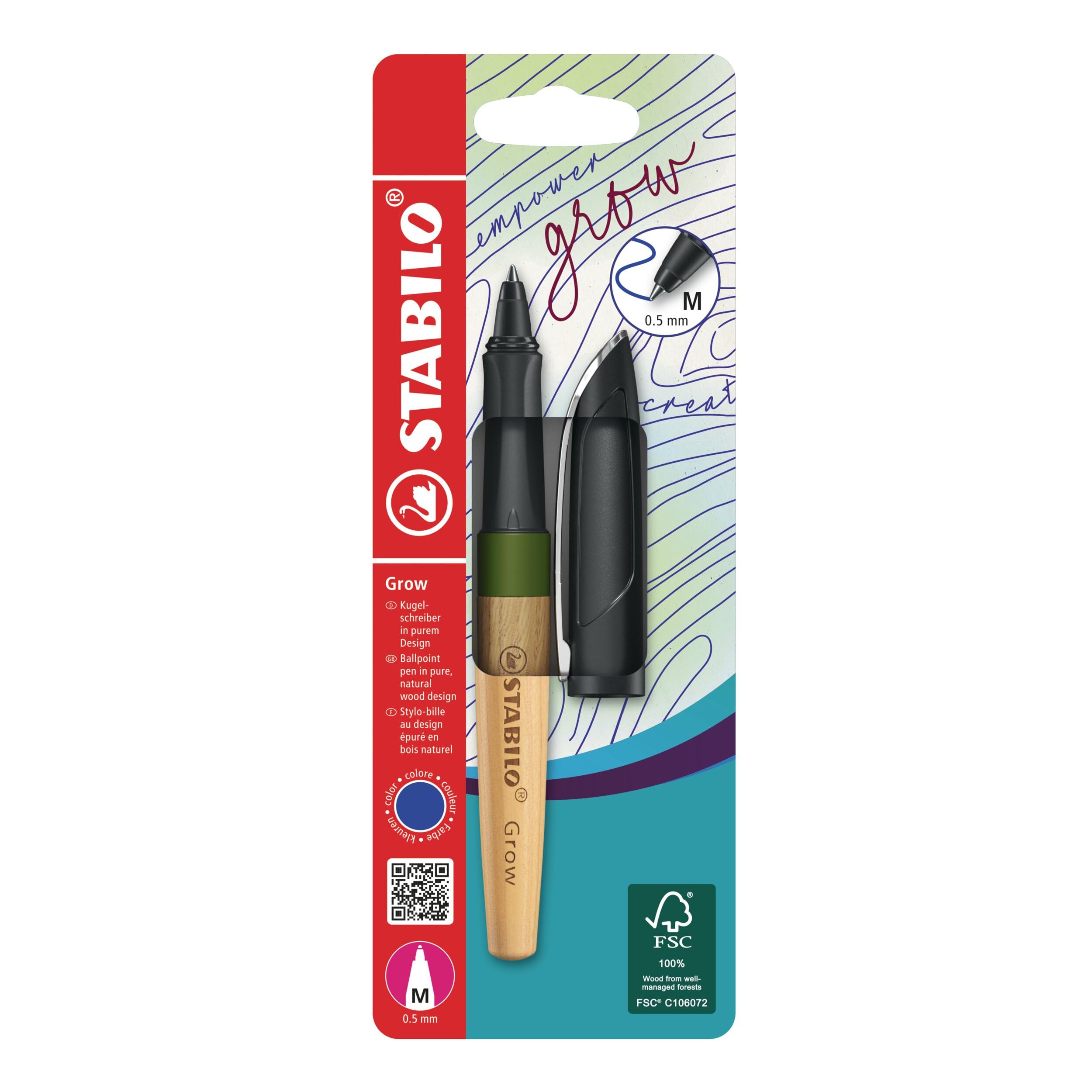 stabilo-grow-bille-stylo-bille-rechargeable-bois-de-ch-ne-certifi-fsc-vert-mouss image 1