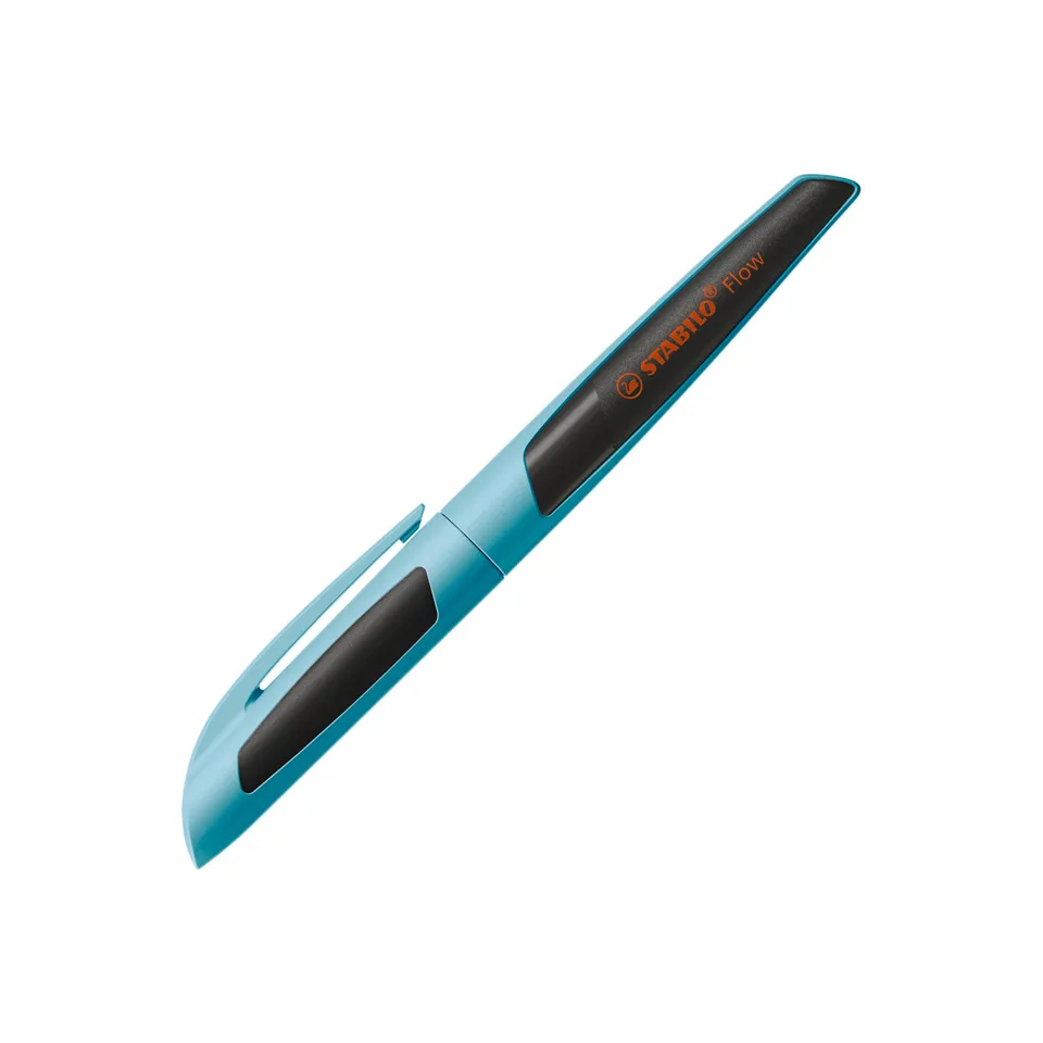 stabilo-flow-stylo-bille-rechargeable-pointe-moyenne-0-5-mm-turquoise-noir image 1