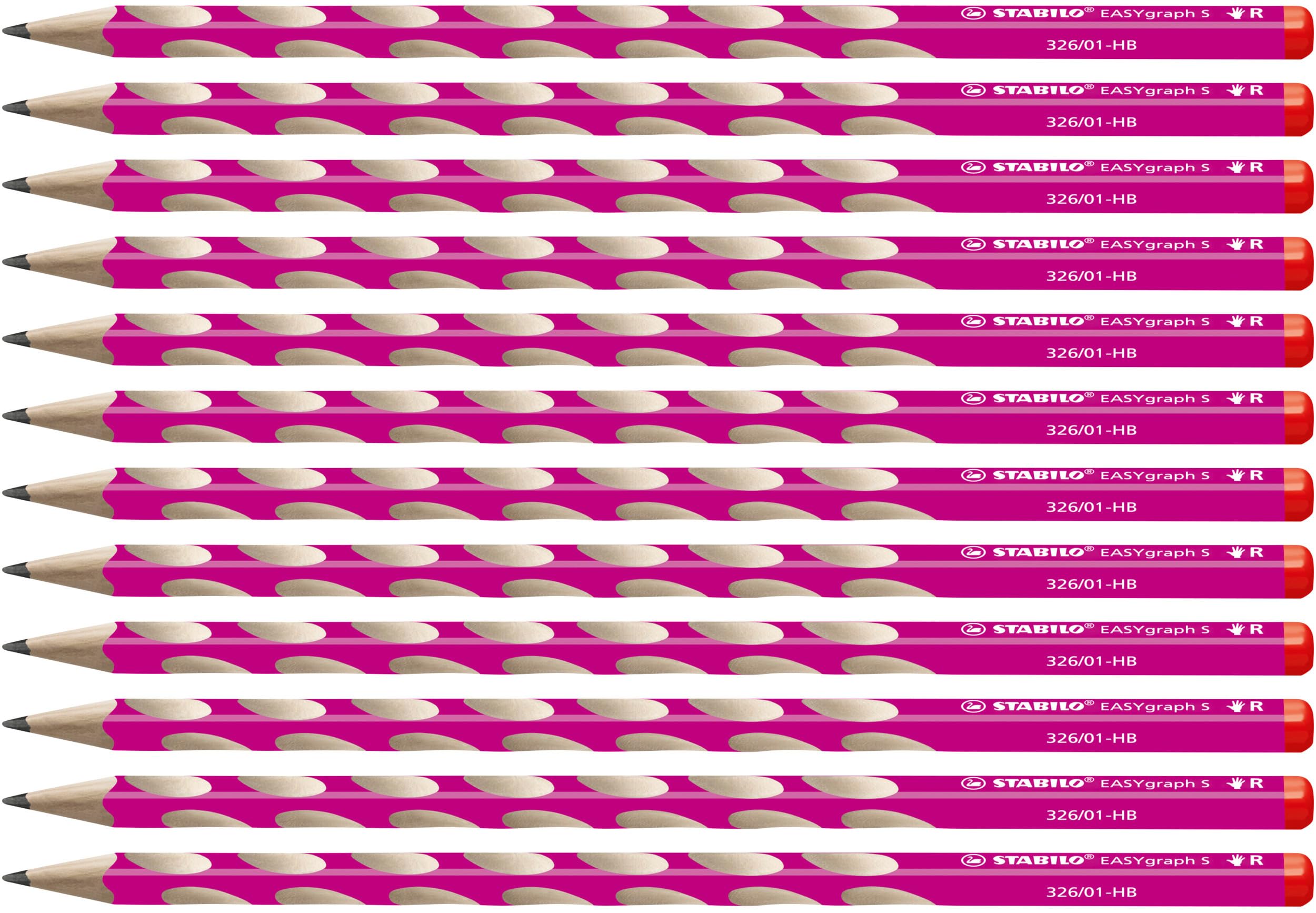 stabilo-easygraph-s-crayon-triangulaire-droitier-hb-pack-12-rose-bonbon image 1
