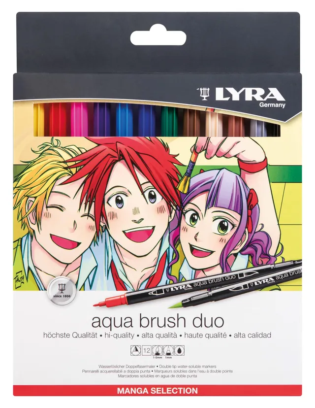lyra-aqua-brush-duo-s-lection-manga-tui-12-feutres-double-pointe-aquarellables image 1